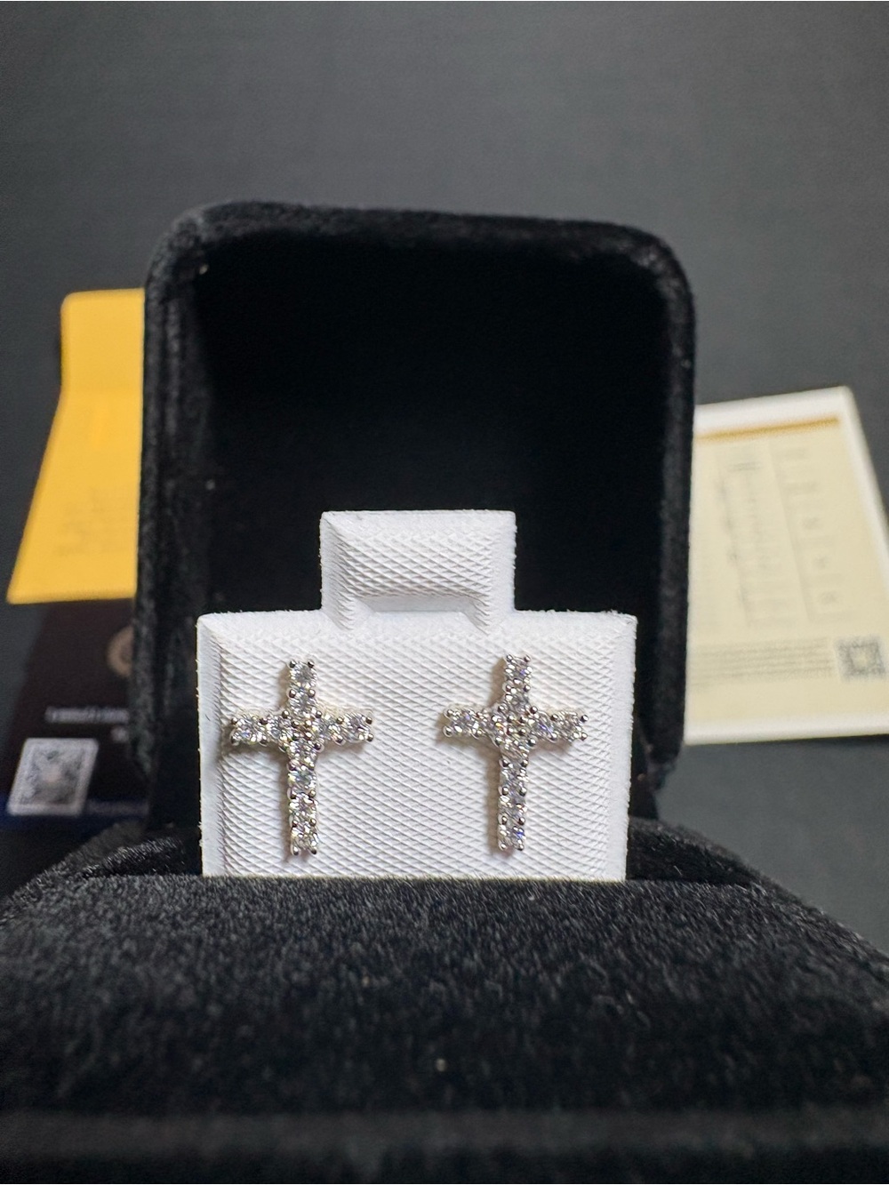 Sterling Silver Moissanite Cross Earrings